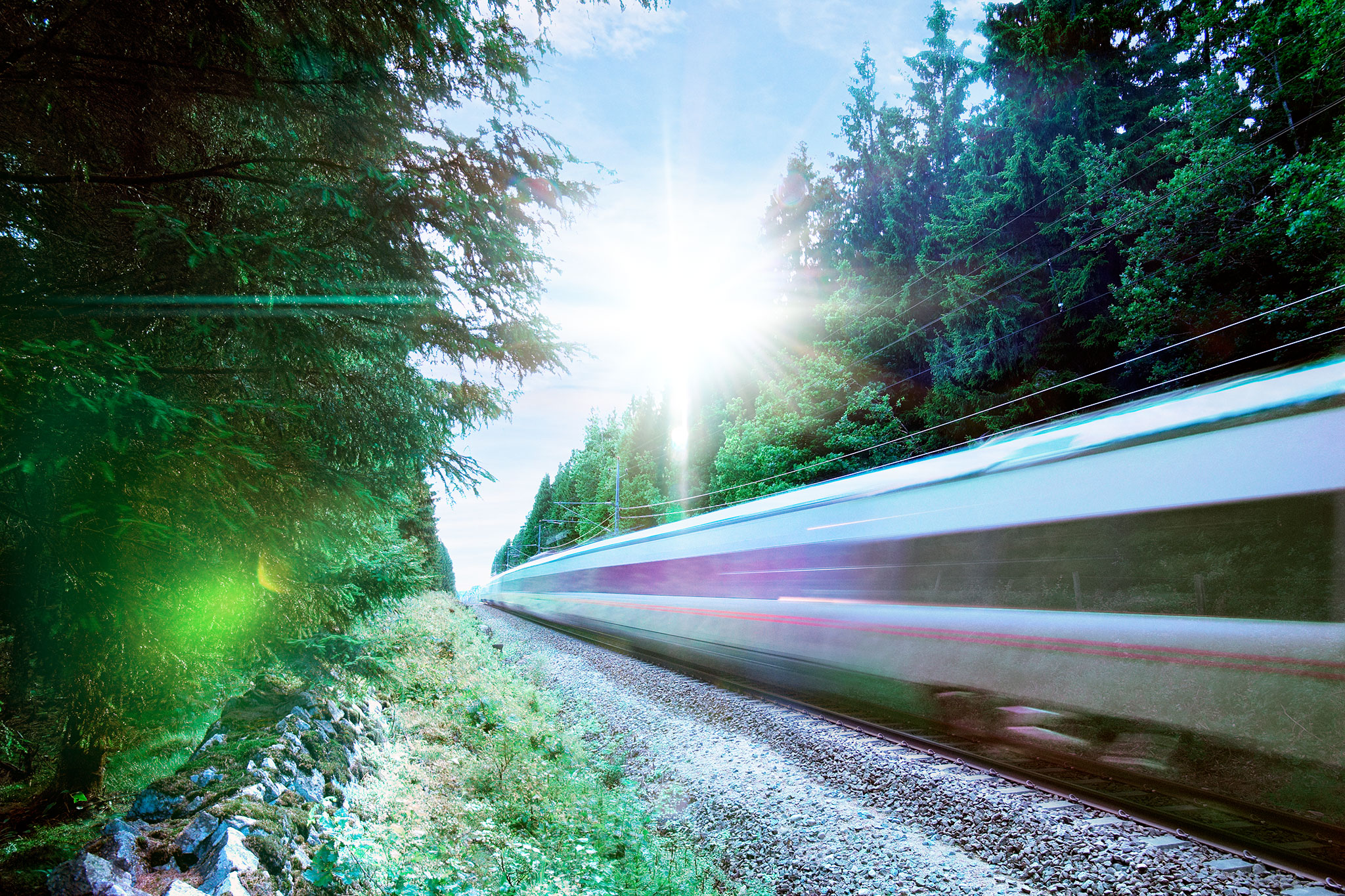 Train on track, Sunflare